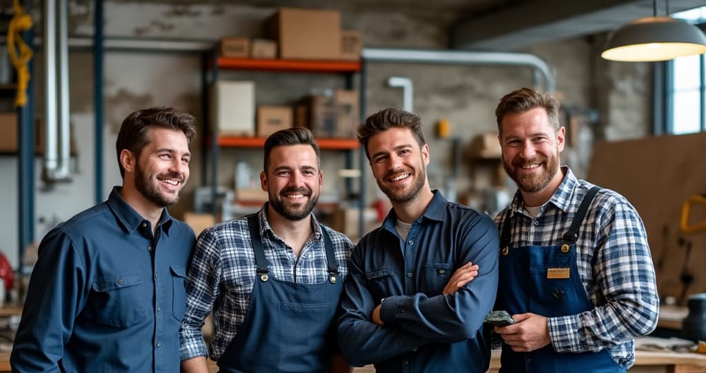 Trade professionals at work